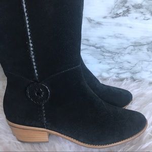 JACK ROGERS Black Suede Sawyer Riding Boots